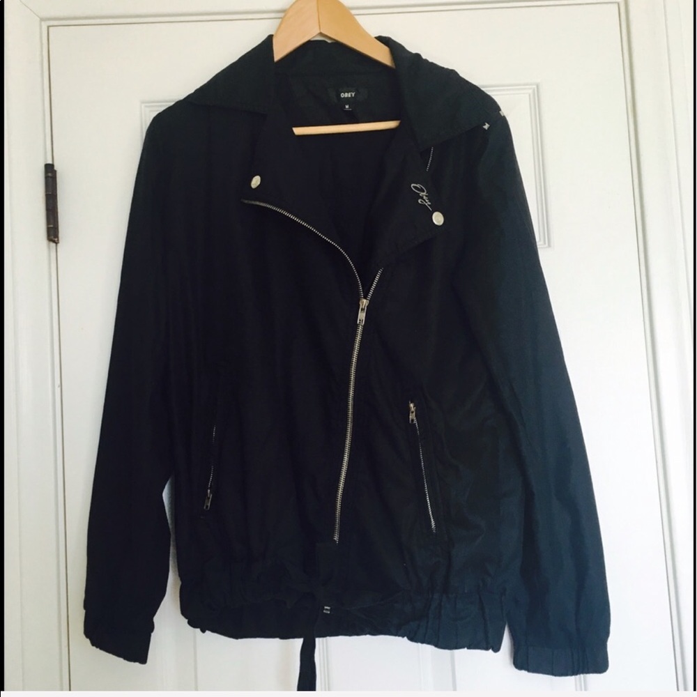 Obey Moto Style Motorcycle Black Jacket